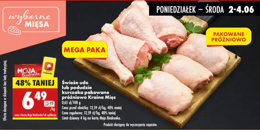 Biedronka: -48% na świeże udo lub podudzie kurczaka 02.06.2025