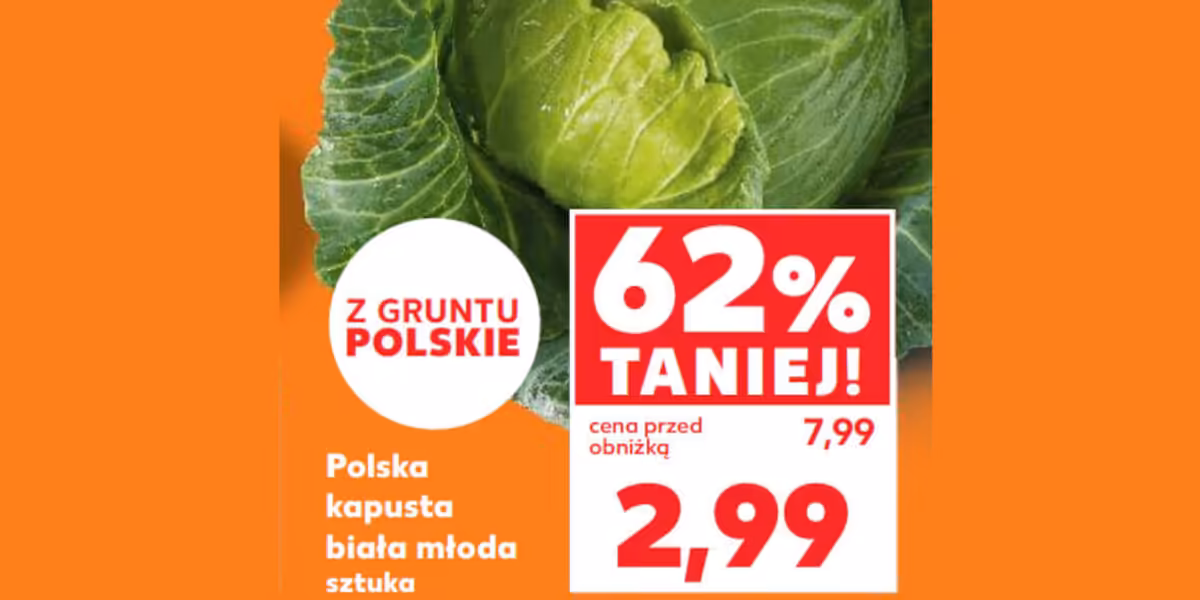Kaufland: -62% na polską kapustę białą młodą