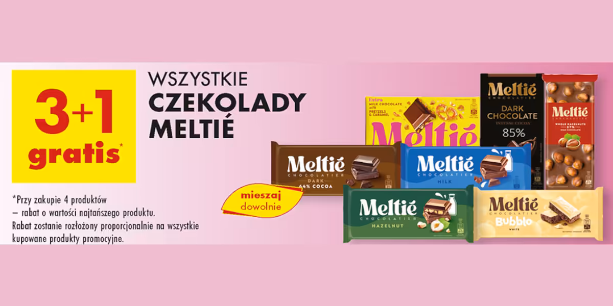 Biedronka: 3+1 GRATIS na wszystkie czekolady Meltié