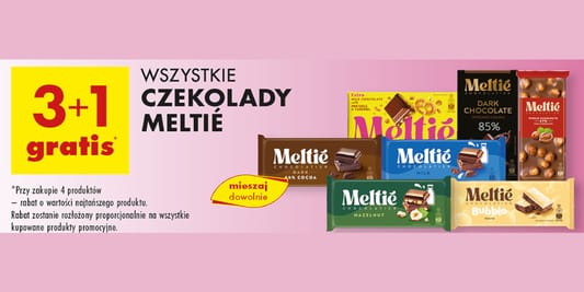 Biedronka: 3+1 GRATIS na wszystkie czekolady Meltié 14.05.2025