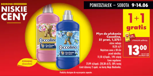 Biedronka: 1+1 GRATIS na płyn do płukania tkanin Coccolino 09.06.2025