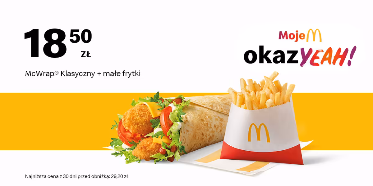 McDonald's: 18,50 zł McWrap® Klasyczny + Małe frytki