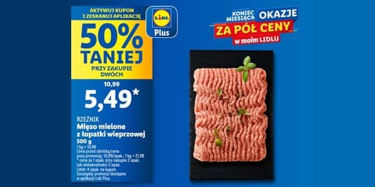 Lidl: KUPON -50% na mięso mielone z łopatki 29.05.2025