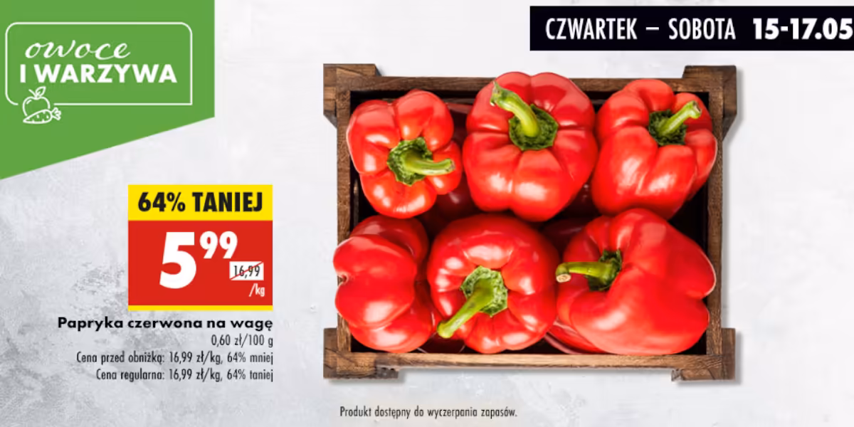 Biedronka: -64% na paprykę czerwoną