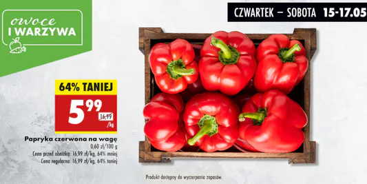 Biedronka: -64% na paprykę czerwoną 15.05.2025