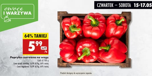 Biedronka: -64% na paprykę czerwoną 15.05.2025