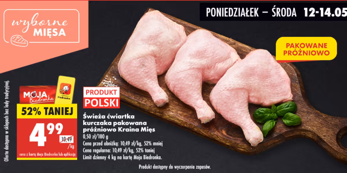 Biedronka: -52% na ćwiartkę kurczaka