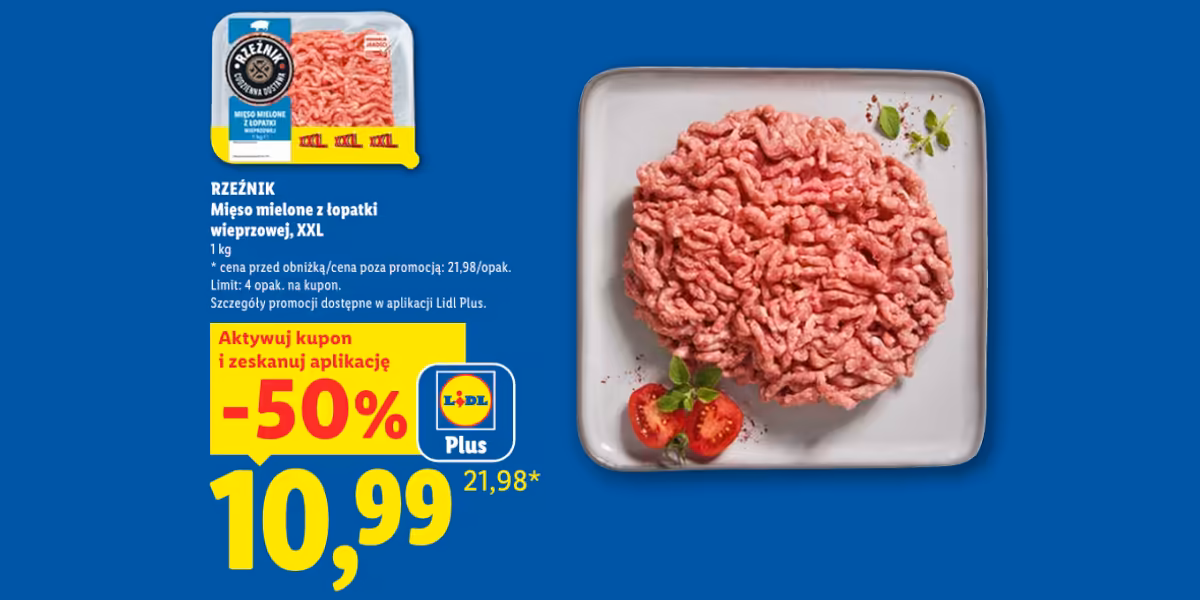 Lidl: KUPON -50% na mięso mielone z łopatki