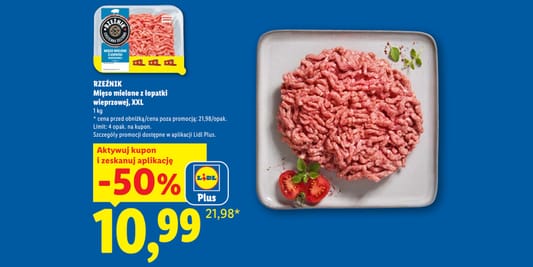Lidl: KUPON -50% na mięso mielone z łopatki 21.09.2026