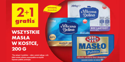 Biedronka: 2+1 GRATIS na wszystkie masła w kostce, 200 g 09.06.2025