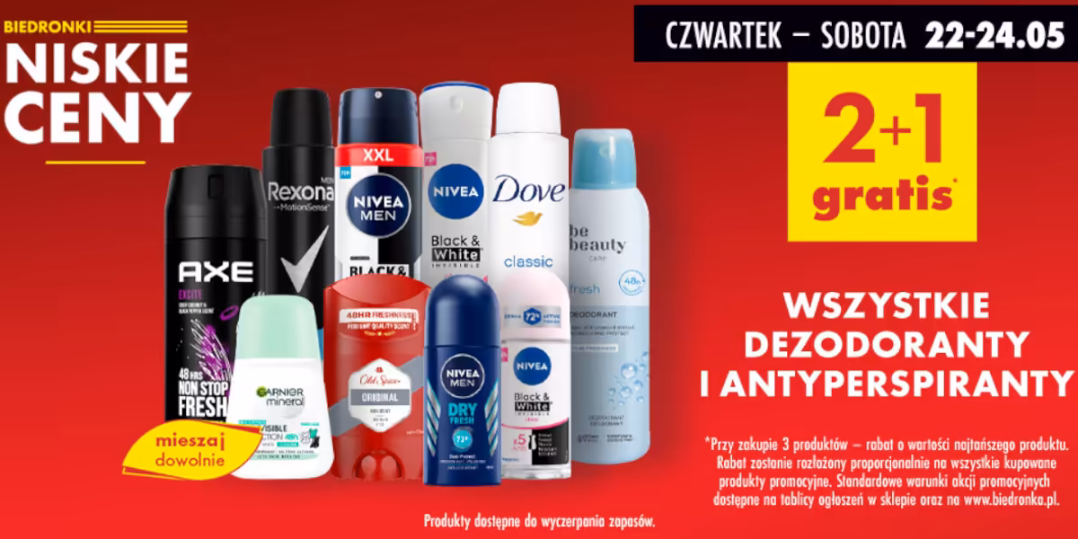 Biedronka: 2+1 GRATIS na wszystkie dezodoranty i antyperspiranty
