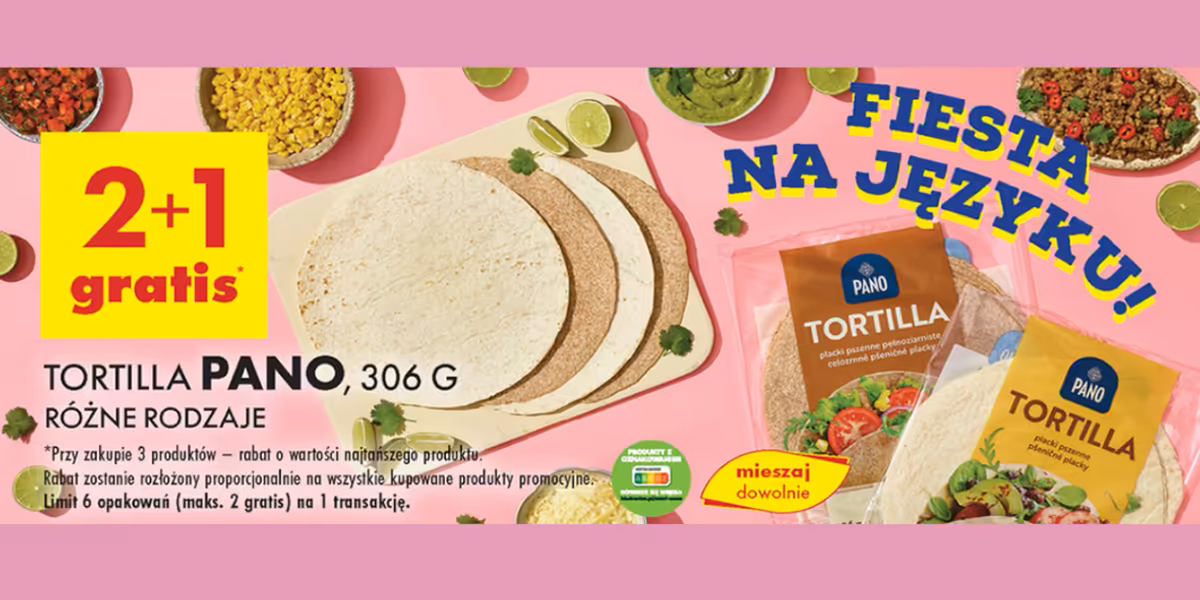 Biedronka: 2+1 GRATIS na tortille Pano