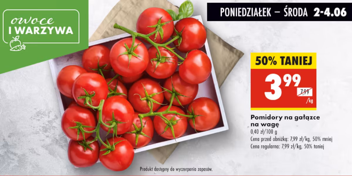 Biedronka: -50% na pomidory na gałązce