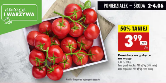 Biedronka: -50% na pomidory na gałązce 02.06.2025