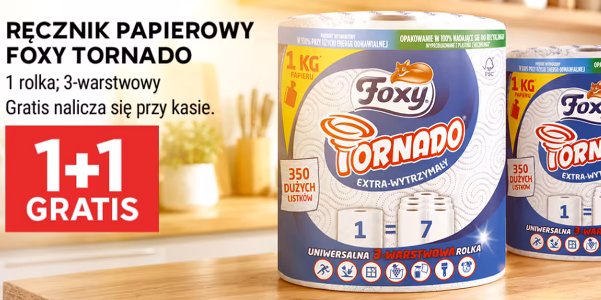 Stokrotka Supermarket: 1+1 GRATIS na ręcznik papierowy Foxy Tornado