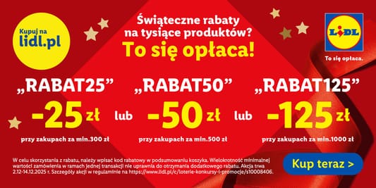 Lidl: KOD rabatowy Do -125 zł na świąteczne zakupy 02.12.2025