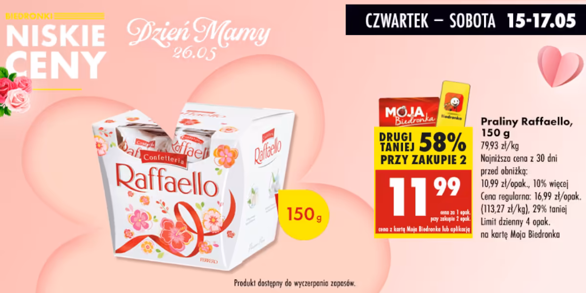 Biedronka: -58% na praliny Raffaello - drugie opakowanie