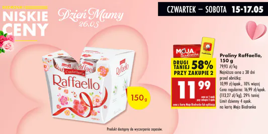 Biedronka: -58% na praliny Raffaello - drugie opakowanie 15.05.2025