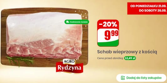 Dino: -20% na schab wieprzowy 21.09.2026