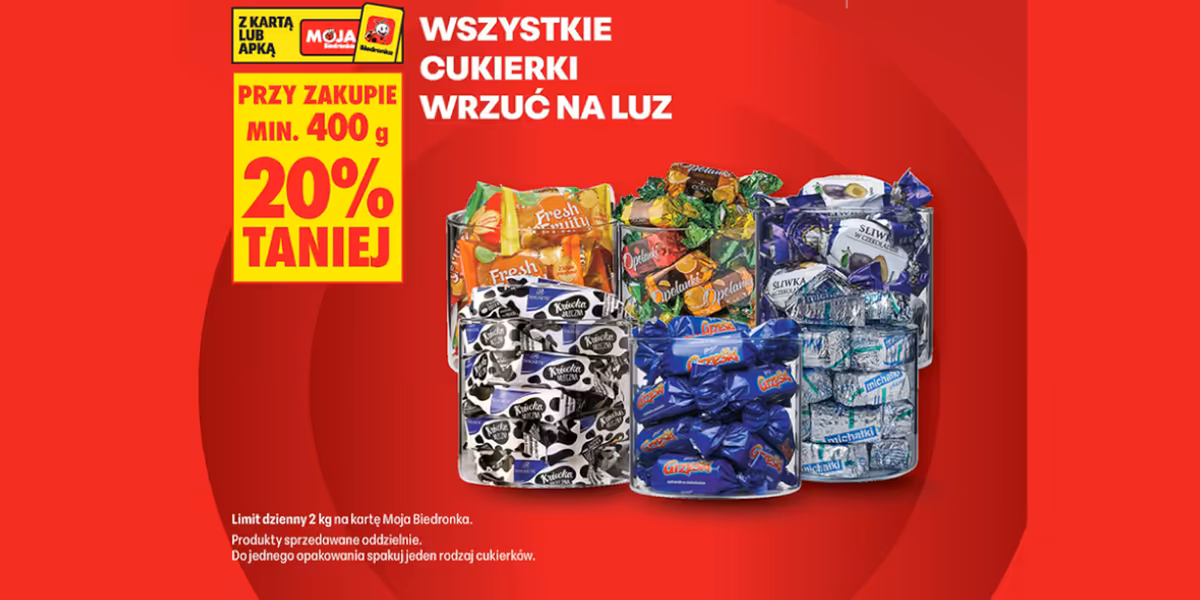 Biedronka: -20% na wszystkie cukierki na wagę