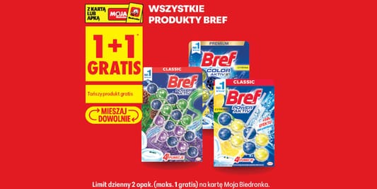 Biedronka: 1+1 GRATIS na wszystkie produkty Bref 15.10.2026