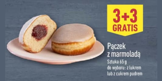 Aldi: 3+3 GRATIS na pączka z marmoladą 11.02.2026