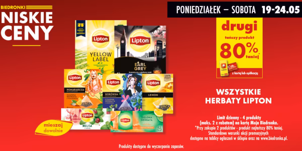 Biedronka: -80% na wszystkie herbaty Lipton