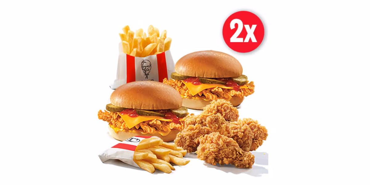 KFC: 59,99 zł 4x Cheeseburger + 10x Hot Wings + 4 x Frytki