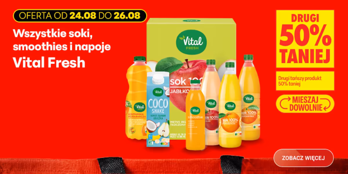 Biedronka: -50% na wszystkie soki, smoothies, napoje Vital Fresh