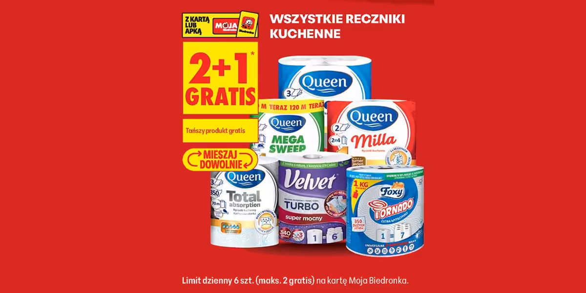 Biedronka: 2 + 1 GRATIS na wszystkie ręczniki papierowe