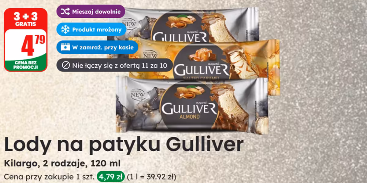 Dino: 3+3 GRATIS na lody na patyku Gulliver