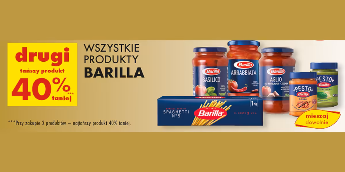 Biedronka: -40% na wszystkie produkty Barilla