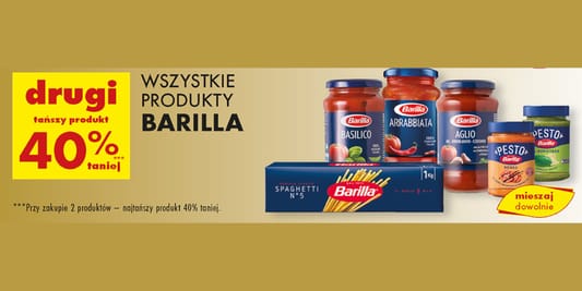 Biedronka: -40% na wszystkie produkty Barilla 13.05.2025