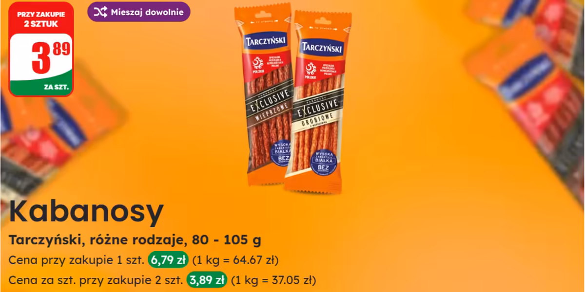 Dino: 3,89 zł za kabanosy Tarczyński