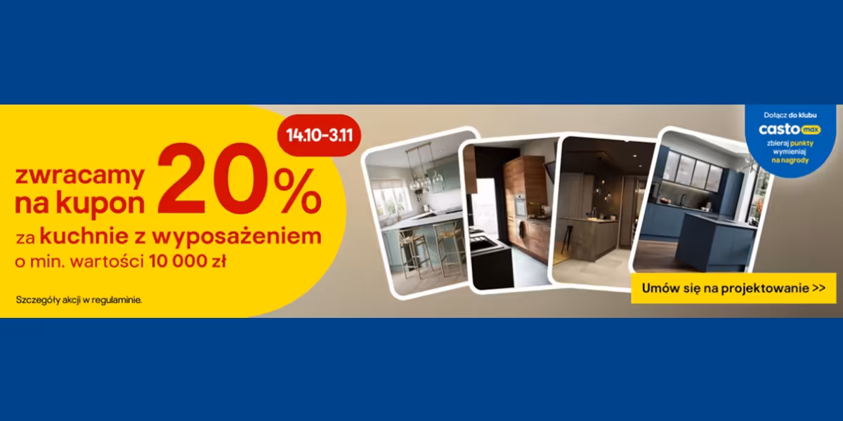 Castorama: 20% zwrotu na kupon za kuchnie z wyposażeniem