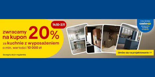 Castorama: 20% zwrotu na kupon za kuchnie z wyposażeniem 15.10.2026