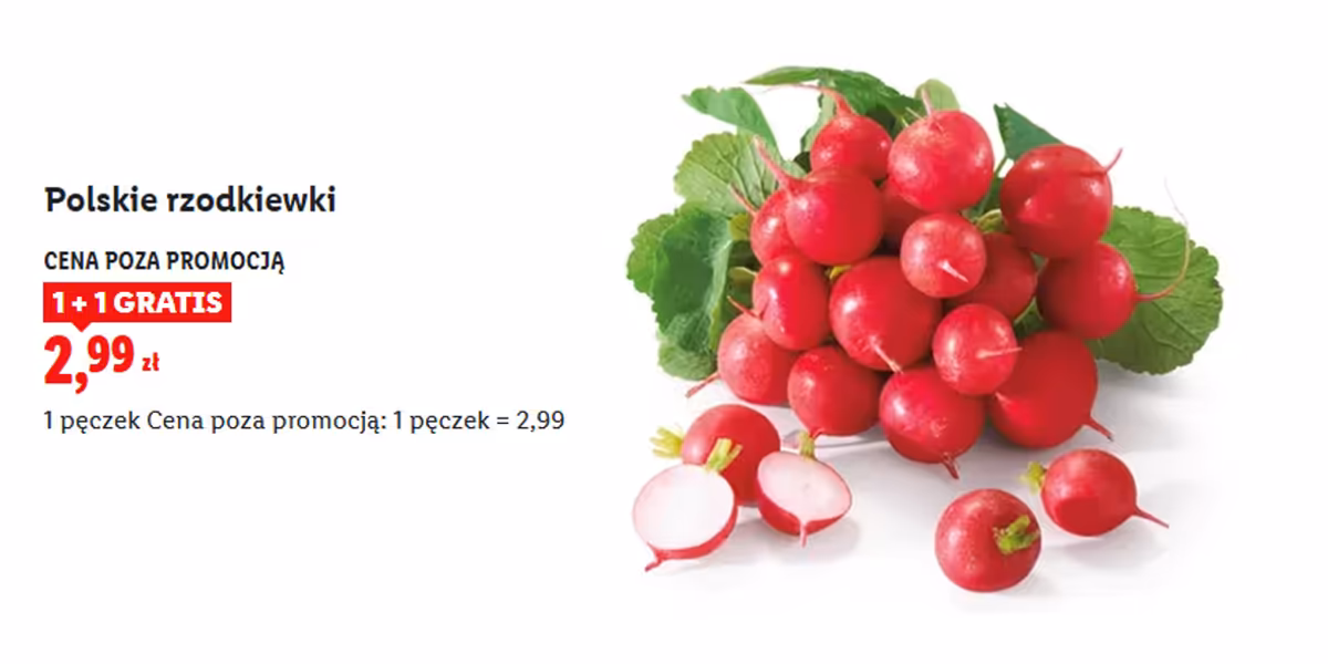 Lidl: 1+1 GRATIS na polskie rzodkiewki