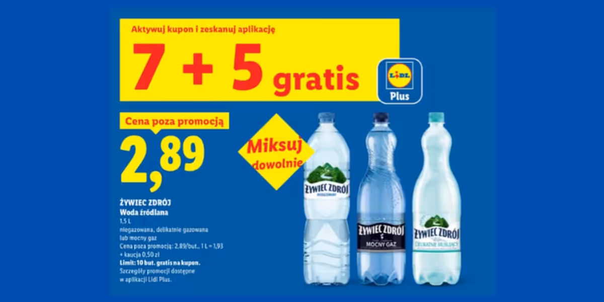 Lidl: KUPON 7 + 5 GRATIS na wody Żywiec Zdrój
