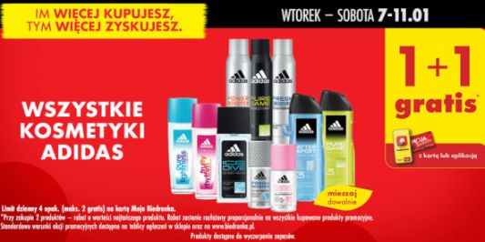 Biedronka: 1+1 GRATIS na wszystkie kosmetyki adidas 07.01.2025