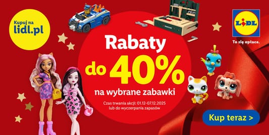 Lidl: ONLNE Do -40% na wybrane zabawki 01.12.2025