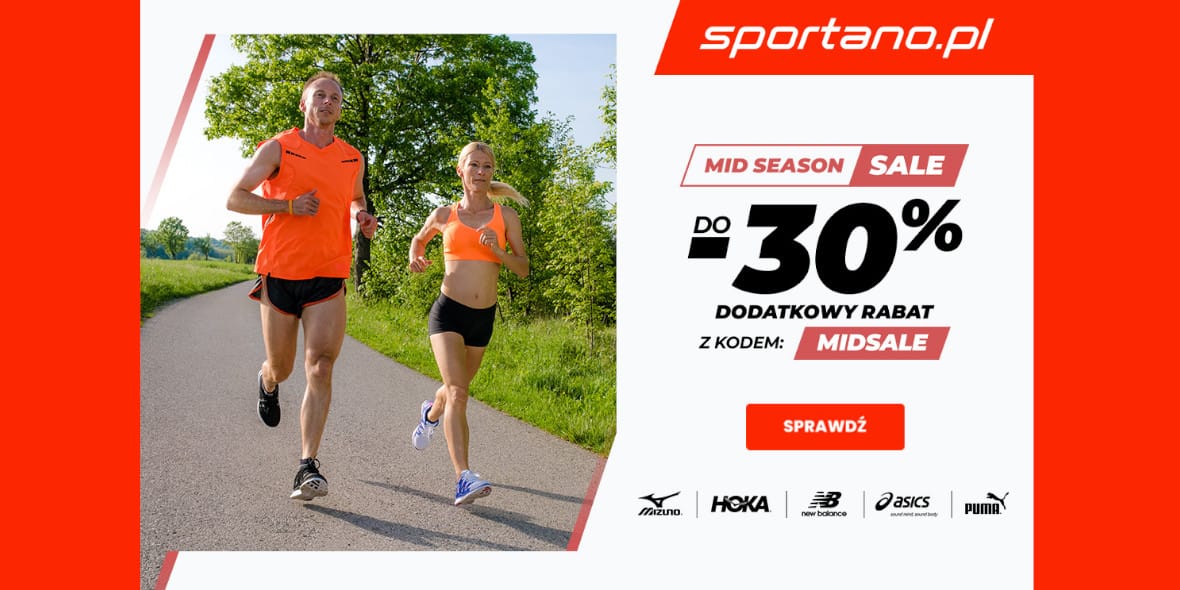 Sportano.pl: KOD rabatowy do -30% DODATKOWO na wybrane produkty 06.05.2025