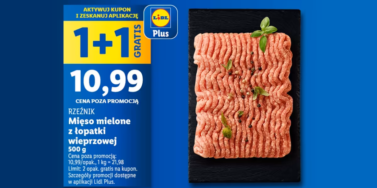Lidl: KUPON 1 + 1 GRATIS na mięso mielone z łopatki