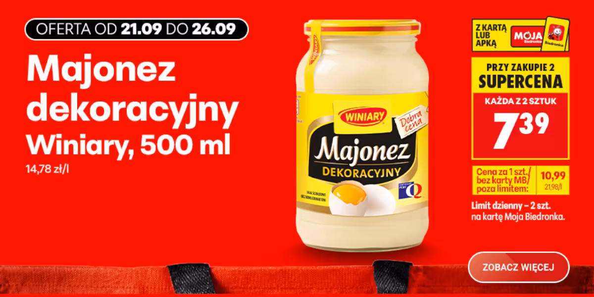 Biedronka: 7,39 zł za majonez dekoracyjny Winiary, 500 ml