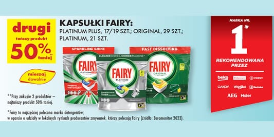 Biedronka: -50% na wszystkie kapsułki Fairy 04.06.2025