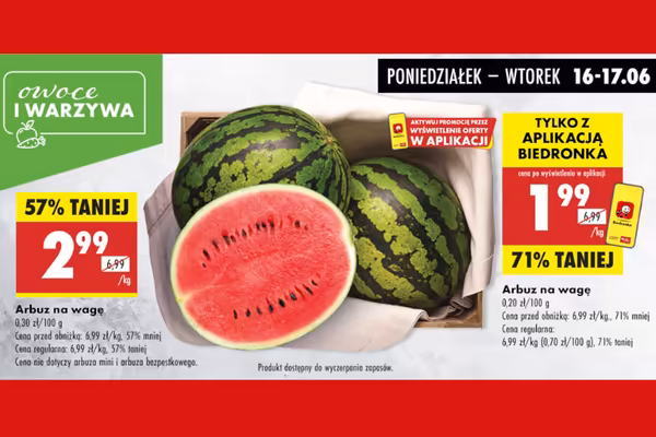 : Do -71% na arbuza na wagę