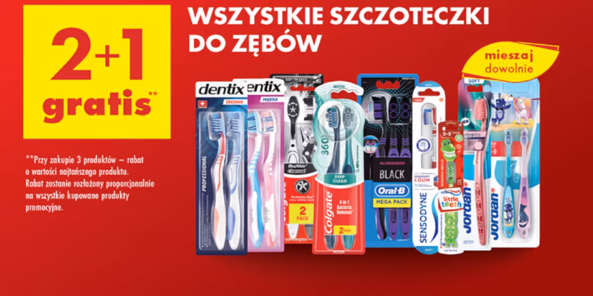 Biedronka: 2+1 GRATIS na wszystkie szczoteczki do zębów