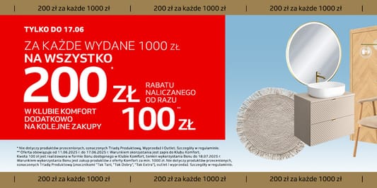 Komfort: -200 zł za każdy wydany 1000 zł 11.06.2025
