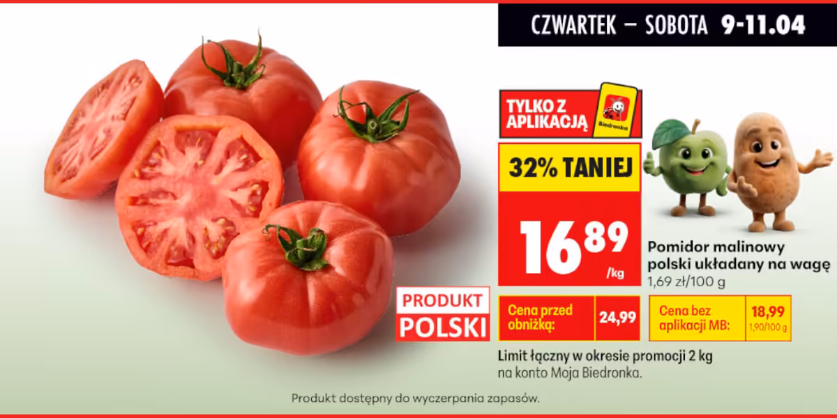 Biedronka: -32% na polskie pomidory malinowe