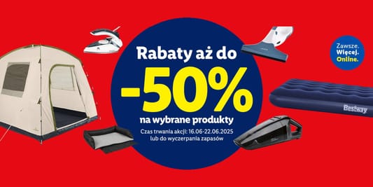 Lidl: ONLINE Rabaty do -50% na wybrane produkty 16.06.2025