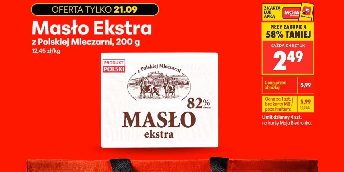 Biedronka: -58% na masło Ekstra z Polskiej Mleczarni